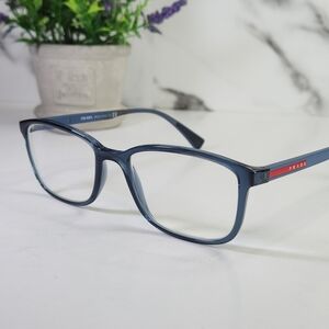 Prada Frame. Navy Blue Rectangular Optical Glasses. VPS041 53mm. Made In Italy